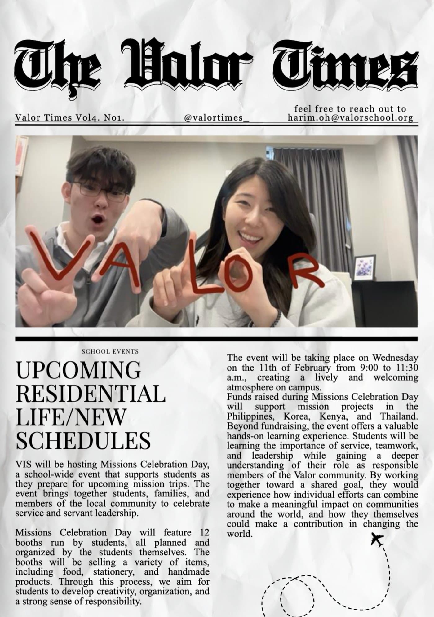 Front page of Valor Times Vol4. No1.