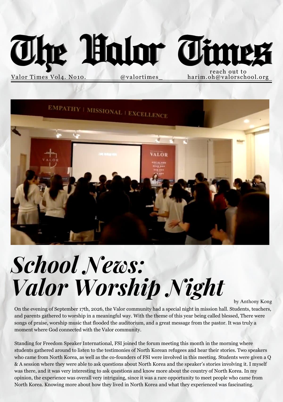Page 1 of Valor Times Vol. 4, No. 10