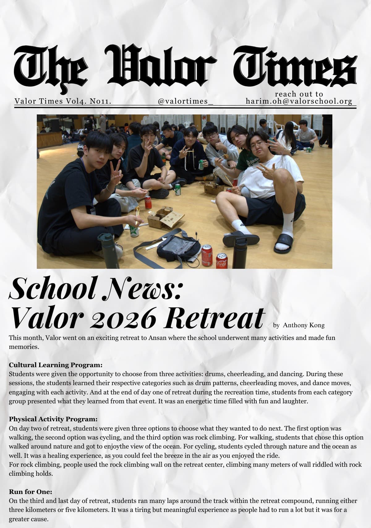 Page 1 of Valor Times Vol. 4, No. 11