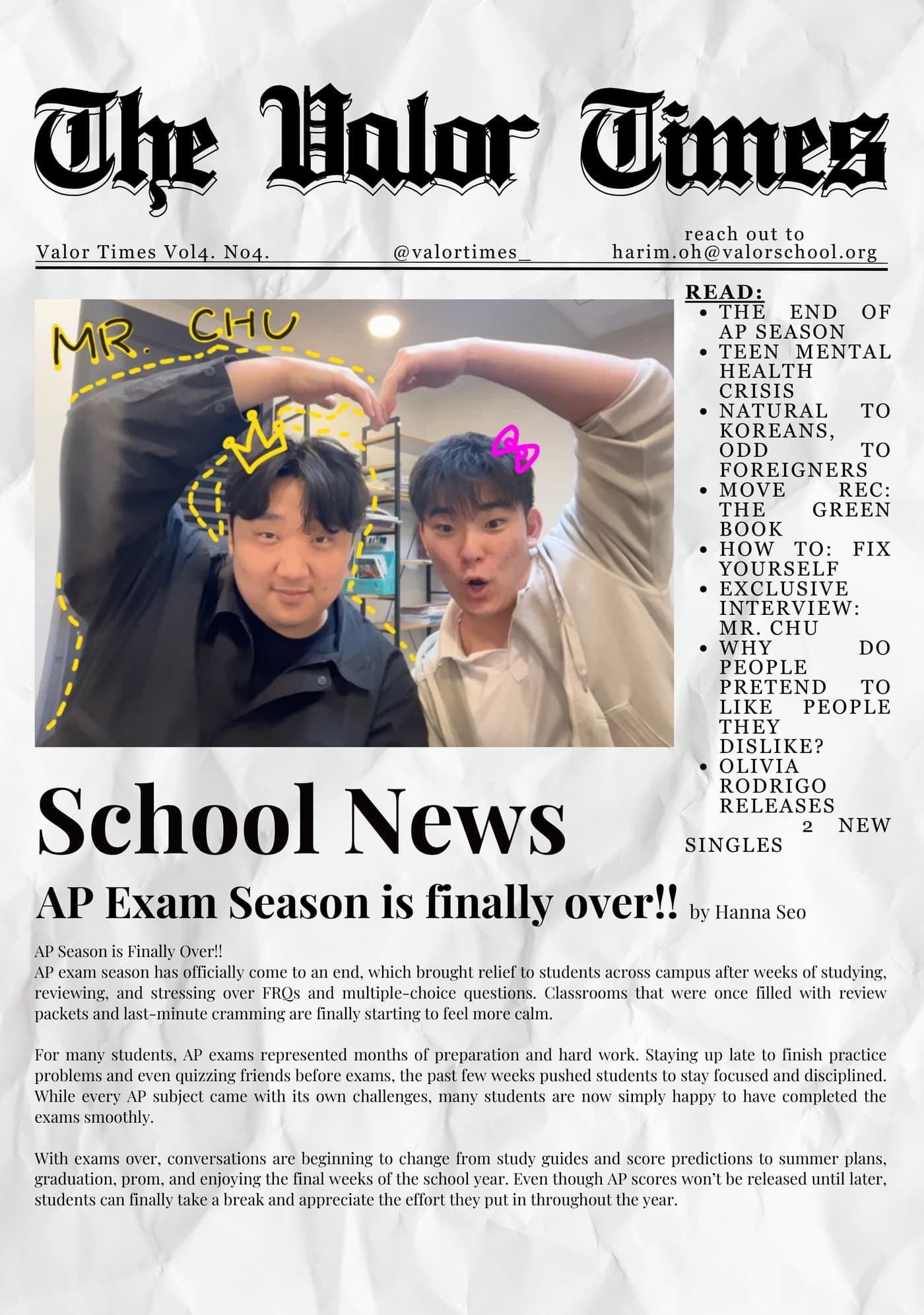 Front page of Valor Times Vol4. No4.