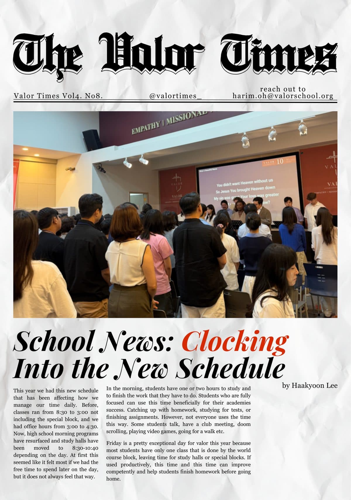 Page 1 of Valor Times Vol. 4, No. 8