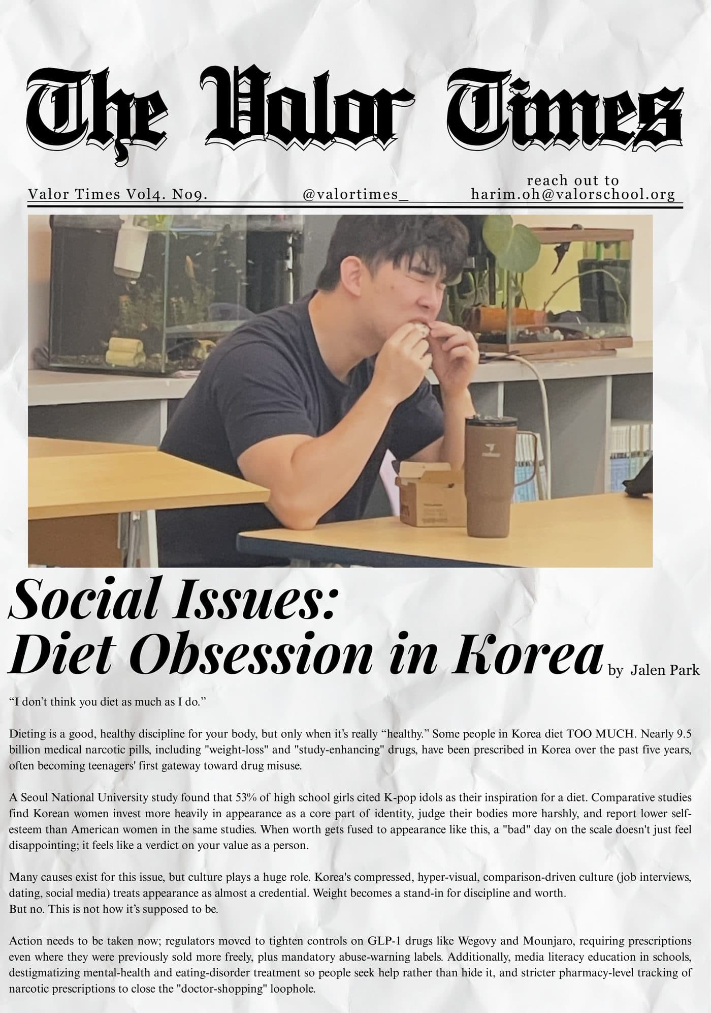 Front page of Valor Times Vol. 4, No. 9