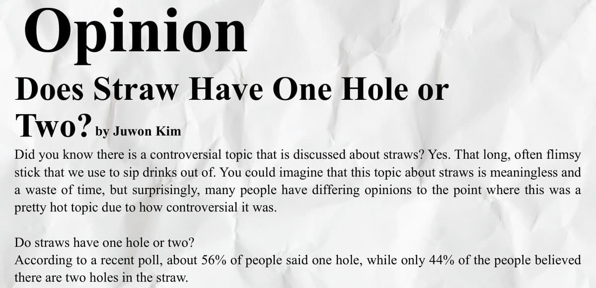 The Opinion page carrying the straw argument